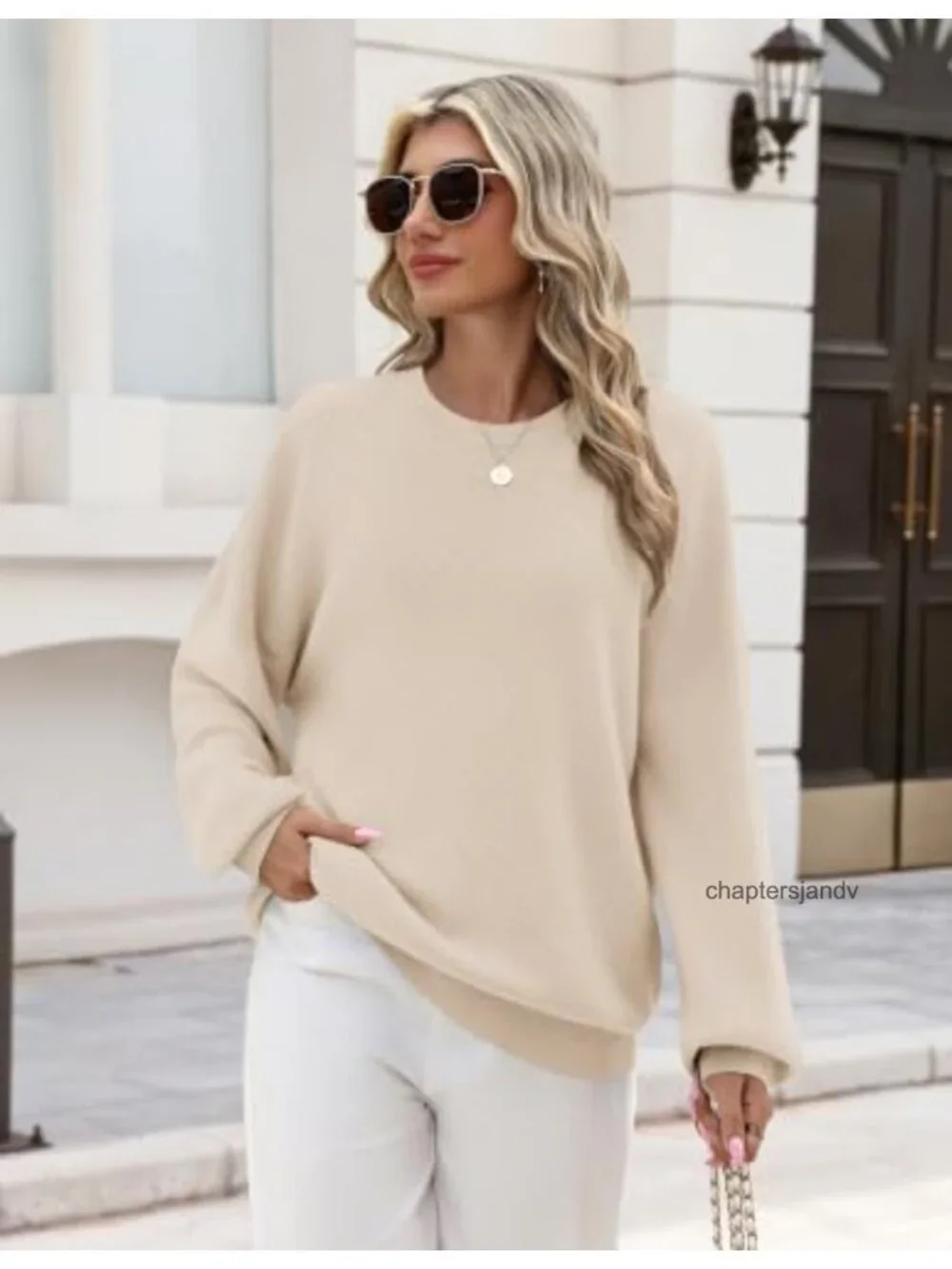 Zeagoo Oversized Knit Pullover Sweater Crewneck Long Sleeve Fall